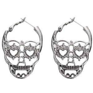 Silver Punk Rock Skull Earrings